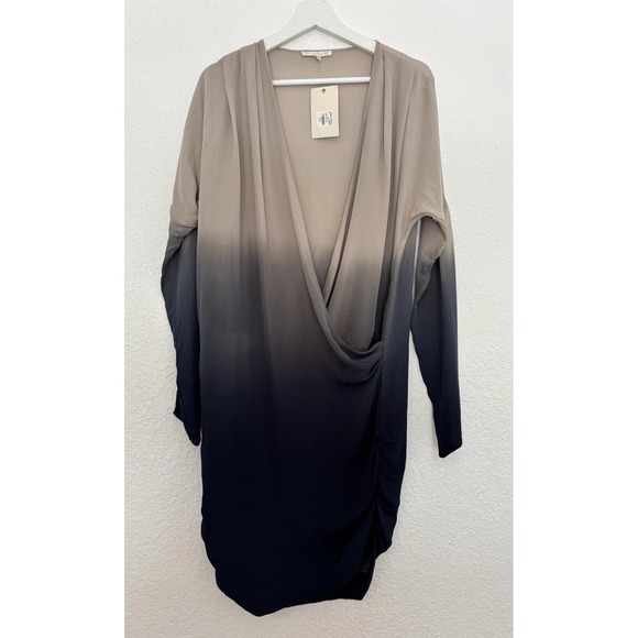 Gold Hawk Sheer Silk Wrap Long Sleeve Ombre Slip Dress sz‎ M NEW Retail $300 - Picture 1 of 10